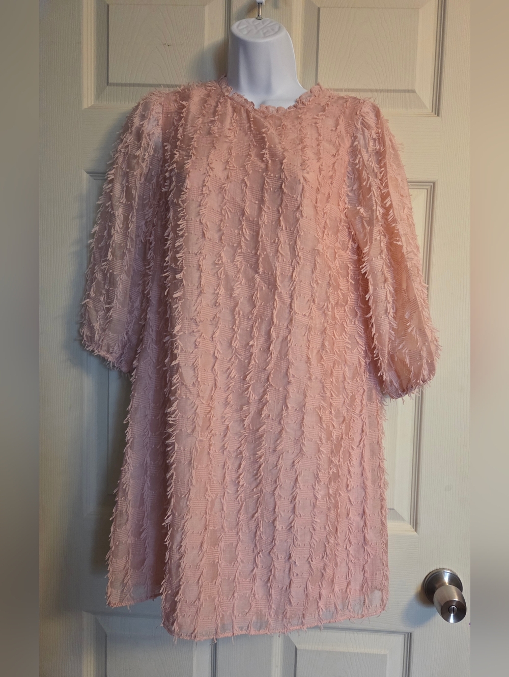 River Island Textured Pink Shift Dress Size US 6